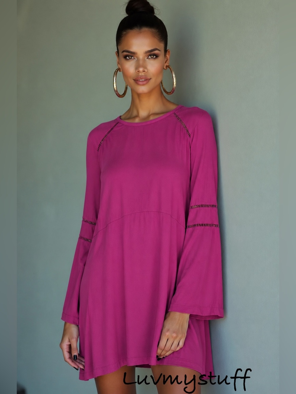 Cute LOFT Pink Midi Dress with pretty cutout details